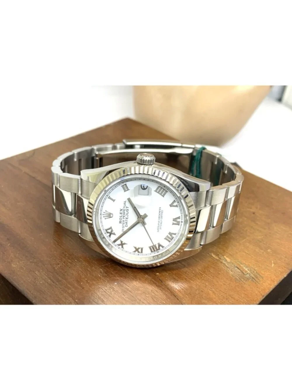 Rolex Datejust 126234 Watch Swiss Automatic White Roman Dial Steel 36mm + Card